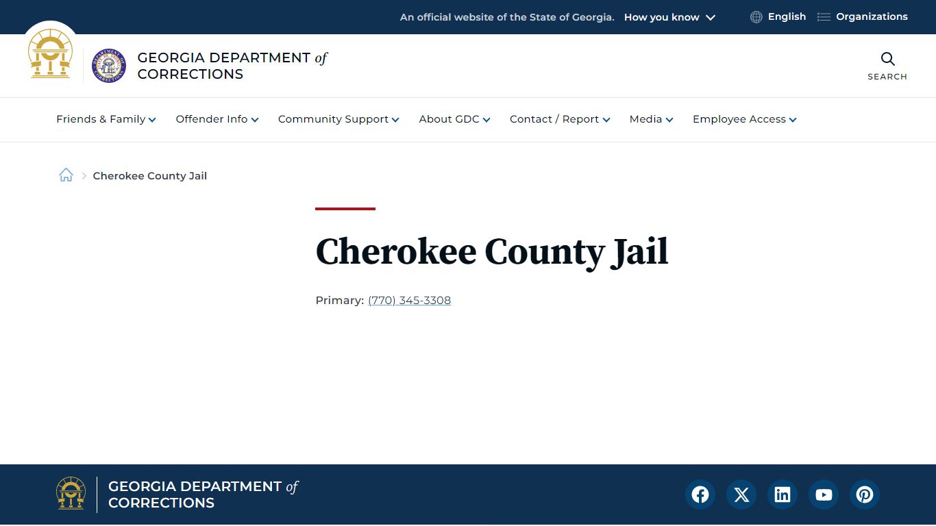 Cherokee County Jail | Georgia Department of Corrections